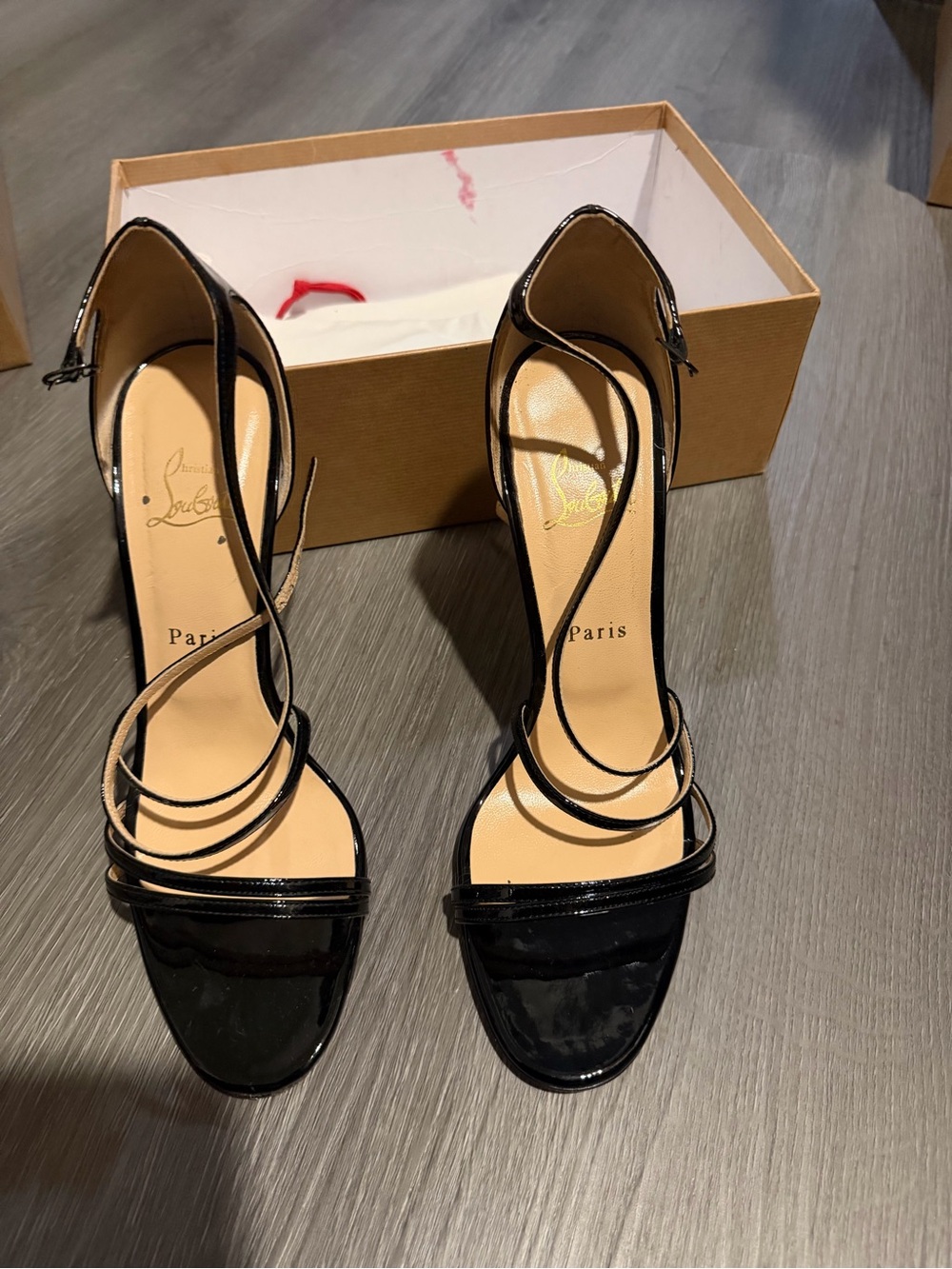 Christian Louboutin Black Patent Strappy High Heels